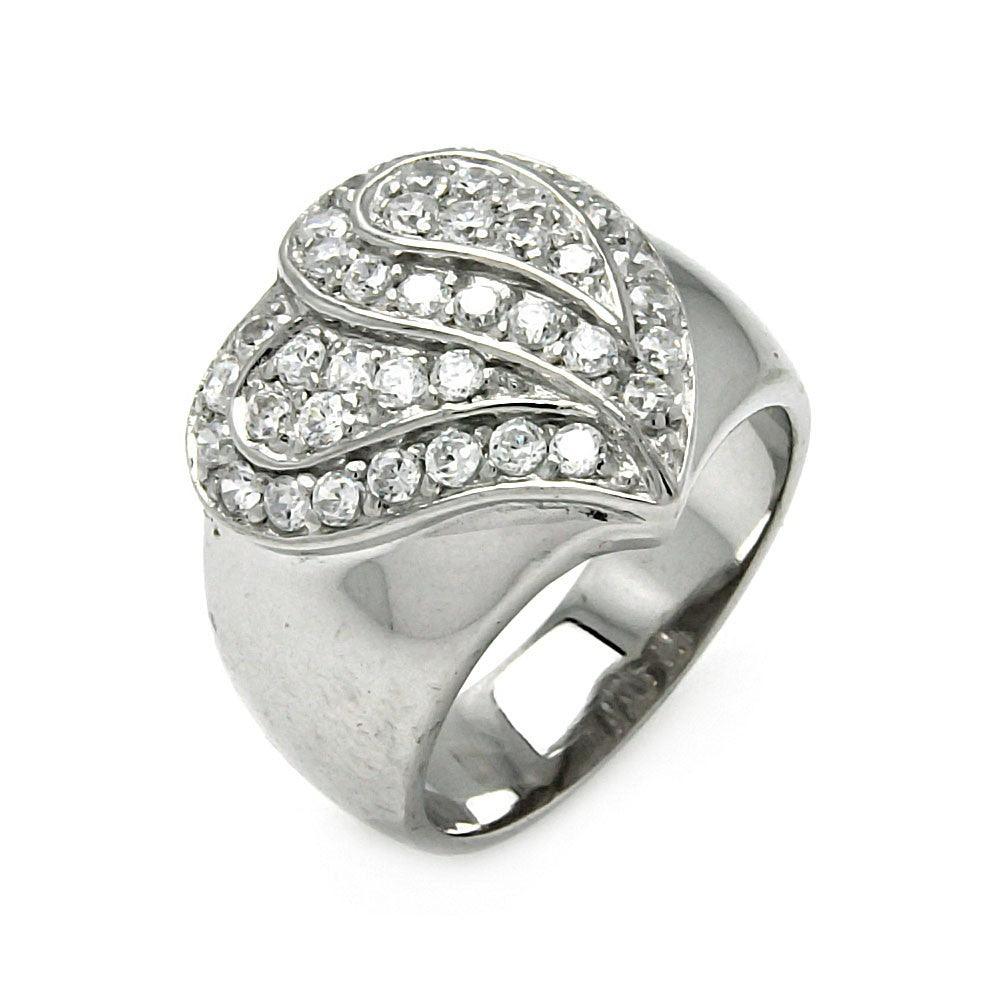 Silver 925 Rhodium Plated CZ Covered Heart Ring - STR00057