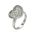 Silver 925 Rhodium Plated Pave Set CZ Heart Ring - STR00072