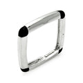 Silver 925 Rhodium Plated Black Enamel Square Ring - STR00105