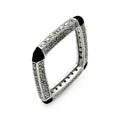 Silver 925 Rhodium Plated Black Enamel CZ Square Ring - STR00131
