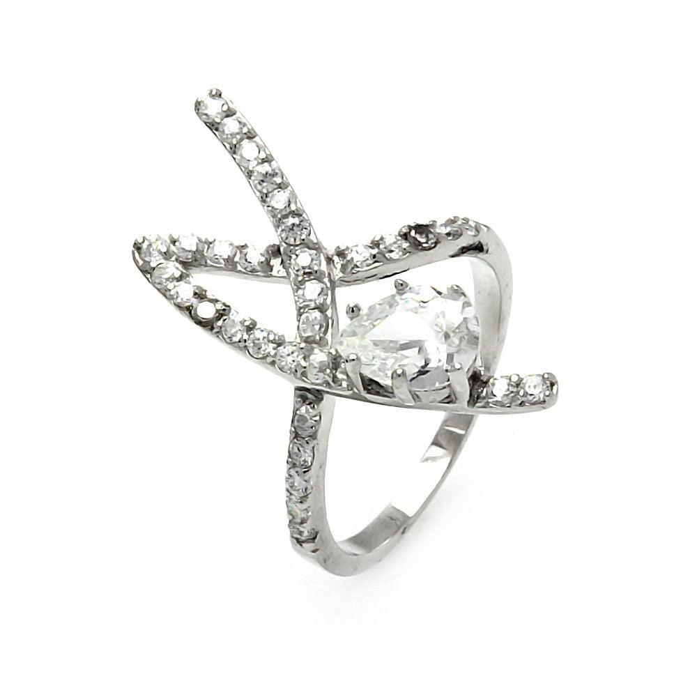 Silver 925 Rhodium Plated Entangled CZ Ring - STR00178