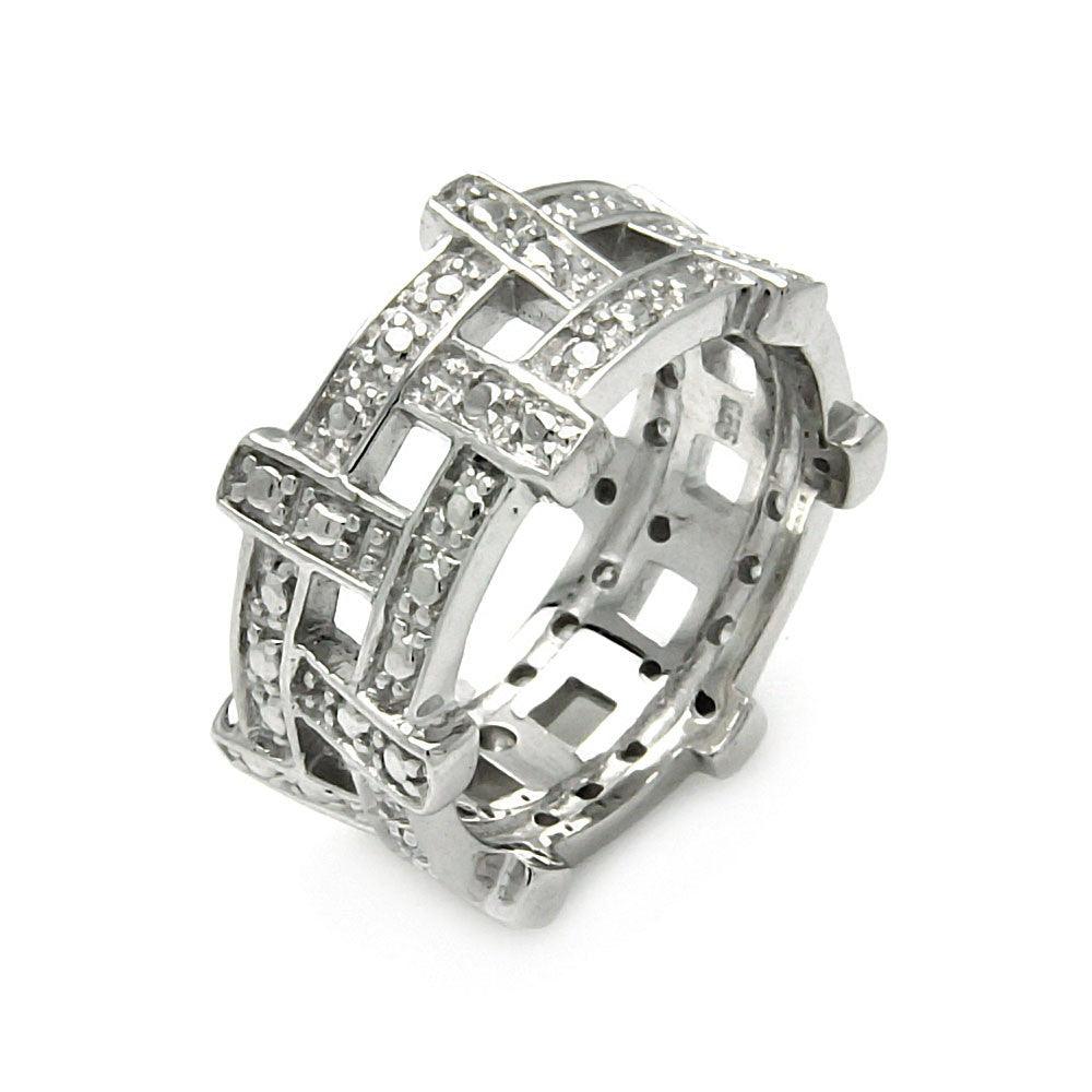 Silver 925 Rhodium Plated CZ Weaved Eternity Ring - STR00184