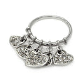 Silver 925 Rhodium Plated Multi Dangling CZ Heart Ring - STR00187