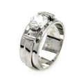 Silver 925 Rhodium Plated Single CZ Belt Ring - STR00193