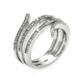 Silver 925 Rhodium Plated CZ Wrap Around Ring - STR00204