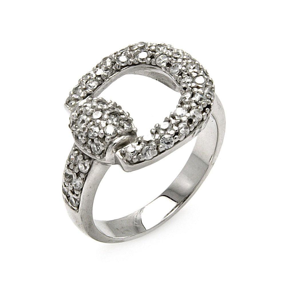 Silver 925 Rhodium Plated CZ Belt Ring - STR00207