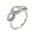 Silver 925 Rhodium Plated CZ Past Present Future Ring - STR00213