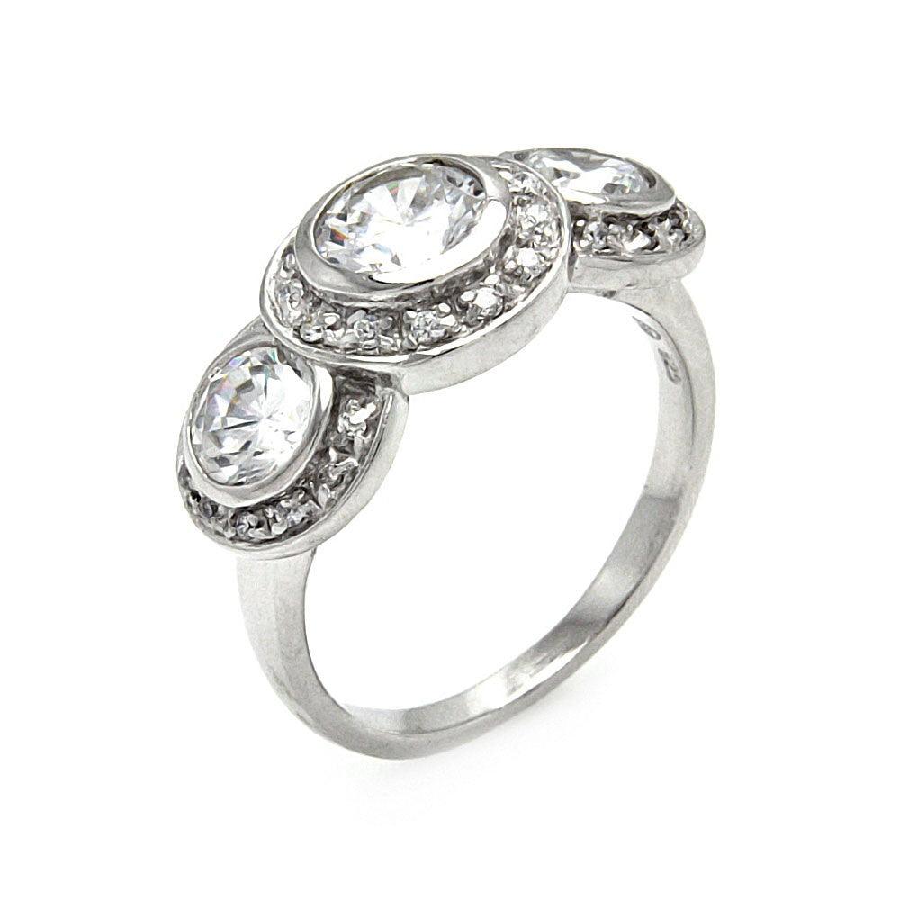 Silver 925 Rhodium Plated CZ Past Present Future Ring - STR00213