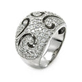 Silver 925 Rhodium Plated Pave Set CZ Wave Ring - STR00223