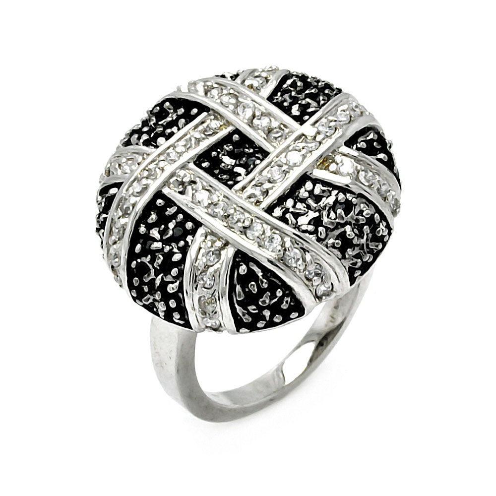 Silver 925 Rhodium Plated CZ Flower Eternity Ring - STR00242