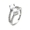 Silver 925 Rhodium Plated 2 Princess Cut CZ Ring - STR00247