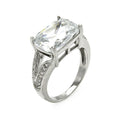 Silver 925 Rhodium Plated Rectangular CZ Ring - STR00253