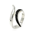 Silver 925 Rhodium and Black Rhodium Plated Black CZ Ring - STR00260