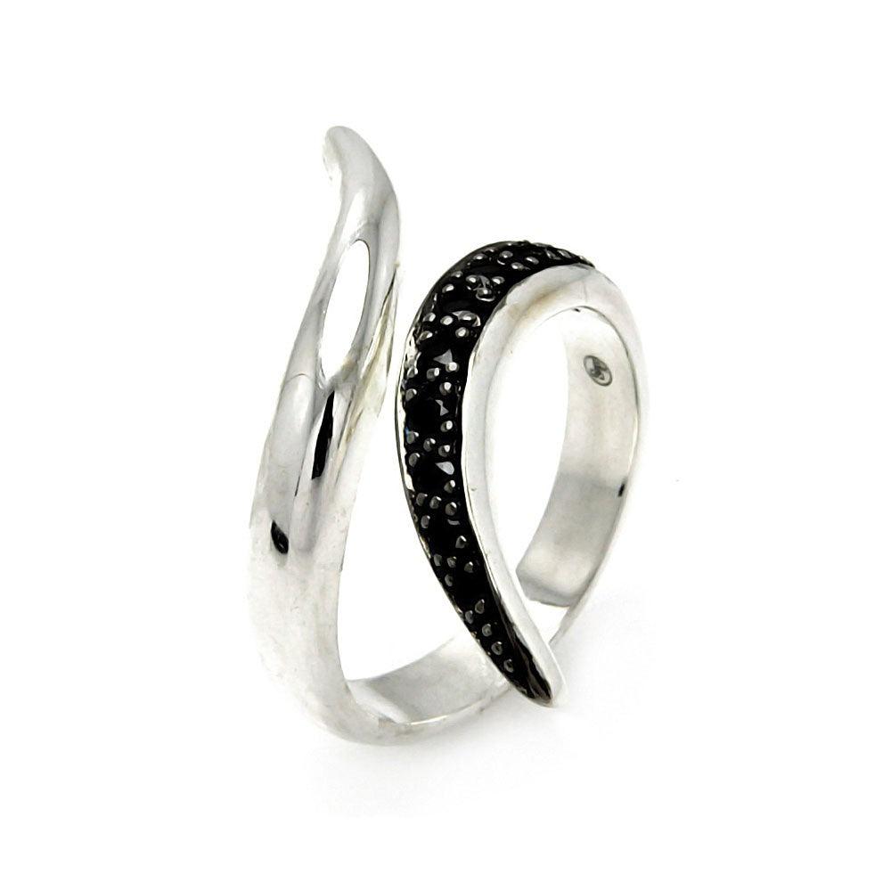 Silver 925 Rhodium and Black Rhodium Plated Black CZ Ring - STR00260