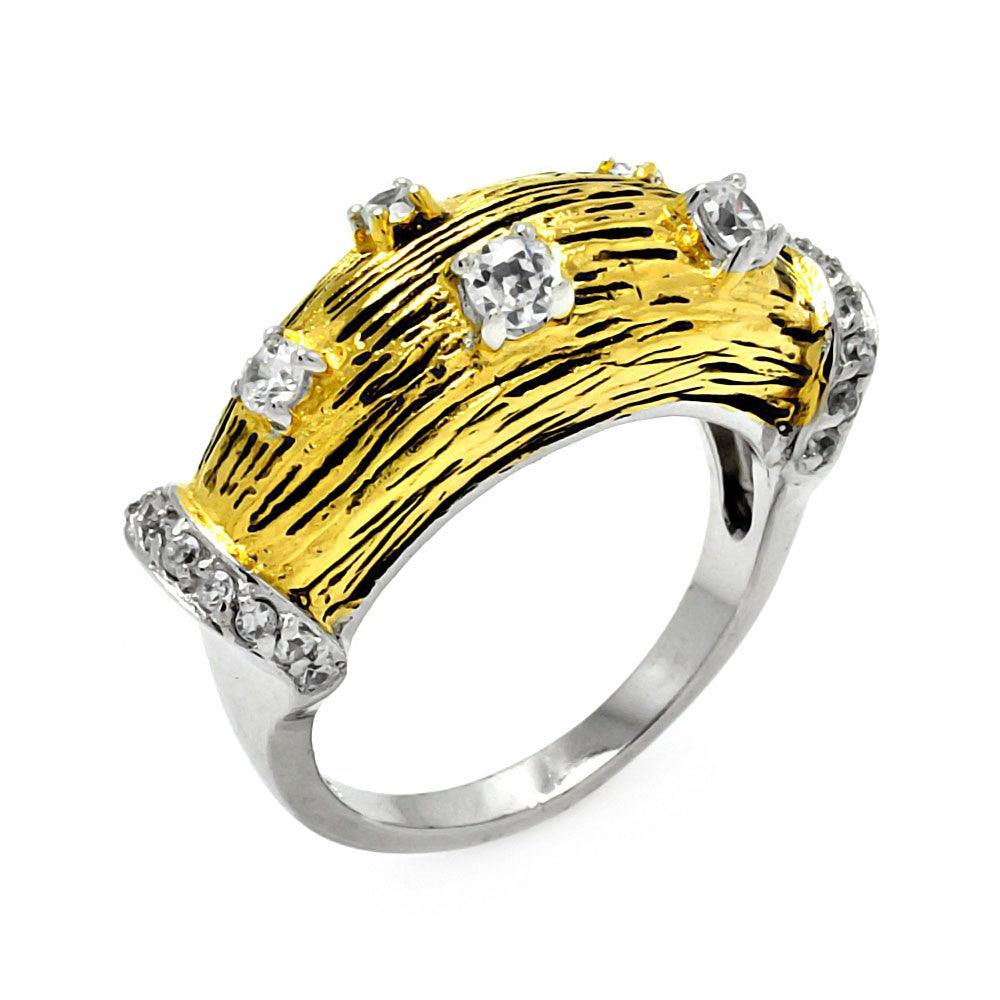 Silver 925 Rhodium and Gold Plated CZ Ring - STR00269
