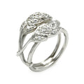 Silver 925 Rhodium Plated CZ Double Leaf Ring - STR00282