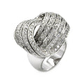 Silver 925 Rhodium Plated 5 Row CZ Wave Ring - STR00297