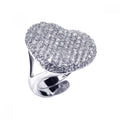 Silver 925 Rhodium Plated Pave Set CZ Heart Ring - STR00303