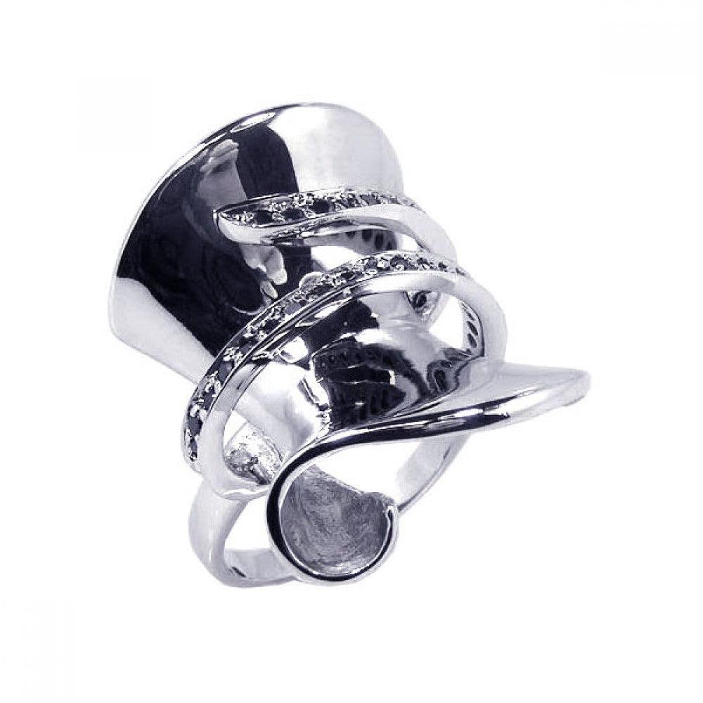 Silver 925 Rhodium Plated CZ Wrap Ring - STR00315