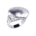 Silver 925 Rhodium Plated Sand Blast Oval Ring - STR00327