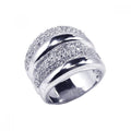 Silver 925 Rhodium Plated CZ Wide Ring - STR00338