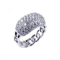 Silver 925 Rhodium Plated Pave Set CZ ID Chain Ring - STR00347