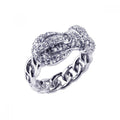 Silver 925 Rhodium Plated CZ Belt Chain Link Ring - STR00348