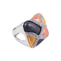 Silver 925 Rhodium Plated Multi Color CZ Square Ring - STR00374
