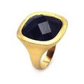 Silver 925 Gold Plated Matte Finish Black CZ Ring - STR00377
