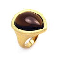 Silver 925 Gold Plated Matte Finish Black Stone Ring - STR00379