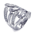 Silver 925 Rhodium Plated CZ Abstract Wrap Ring - STR00383