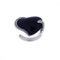 Silver 925 Rhodium Plated Black Stone CZ Ring - STR00436