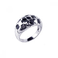 Silver 925 Rhodium Plated Black CZ Dome Ring - STR00449