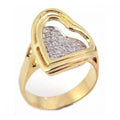Silver 925 Gold Plated Pave Set CZ Heart Ring - STR00460