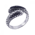 Silver 925 Oxidized Rhodium and Black Rhodium Plated Black CZ Textured Ring - STR00479