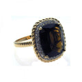 Silver 925 Rhodium and Gold Plated Plated Brown Center and Clear Cluster CZ Ring - STR00503