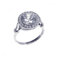 Silver 925 Rhodium Plated Round Center and Cluster CZ Ring - STR00524