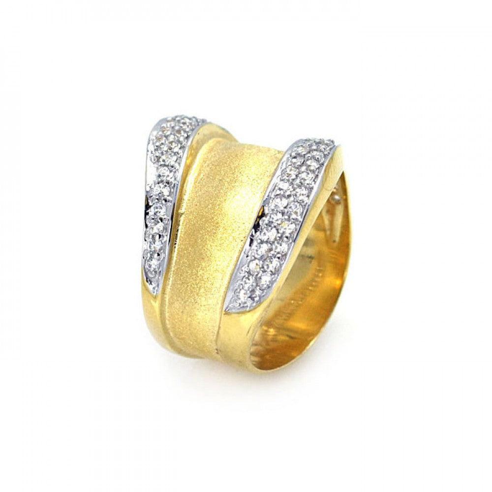 Silver 925 Gold Plated Pave Set CZ Ring - STR00556