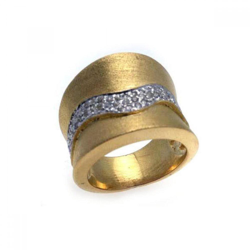 Silver 925 Gold Plated Pave Set CZ Ring - STR00557