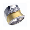 Silver 925 Rhodium and Gold Plated Pave Set CZ Ring - STR00561
