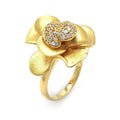 Silver 925 Gold Plated Pave Set CZ Flower Ring - STR00575