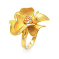 Silver 925 Gold Plated CZ Flower Ring - STR00576