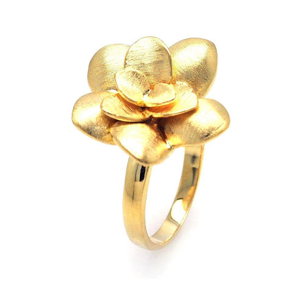 Silver 925 Gold Plated Flower Ring - STR00577