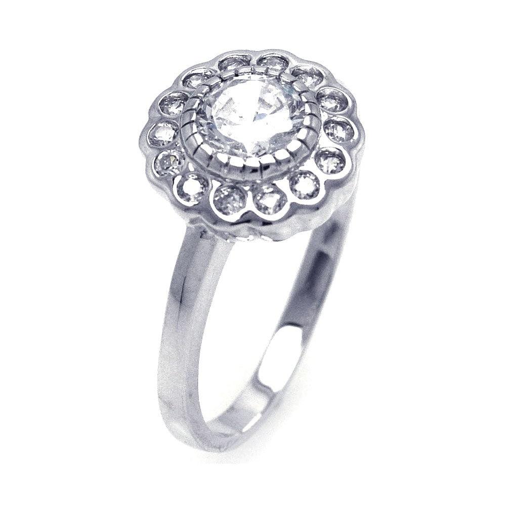 Silver 925 Rhodium Plated Cluster Set CZ Ring - STR00583