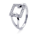Silver 925 Rhodium Plated CZ Open Square Ring - STR00593