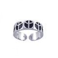 Silver 925 Rhodium and Black Rhodium Plated Adjustable Peace Sign Ring - STR00594