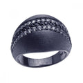 Silver 925 Black Rhodium Plated Matte Finish Black and Clear CZ Ring - STR00616