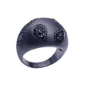 Silver 925 Black Rhodium Plated Pave Set Black CZ Dome Ring - STR00617