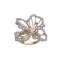 Silver 925 Gold Plated CZ Open Flower Ring - STR00619