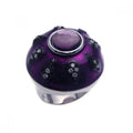 Silver 925 Rhodium and Black Rhodium Plated Purple Enamel Purple Center Black and Clear CZ Dome Ring - STR00621